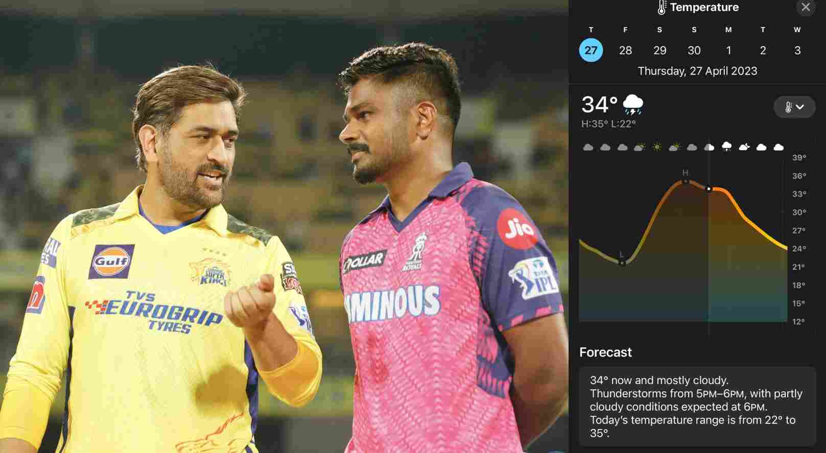 RR vs CSK: Rain & Thunderstorm Predictions in Jaipur; Here are All Details!